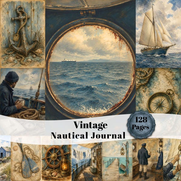 Ancient Mariner  Junk Journal Pages, Vintage Ocean Digital Papers, Nautical Scrapbook Paper, Sailor Ephemera Pack, Coastal Journal Kit