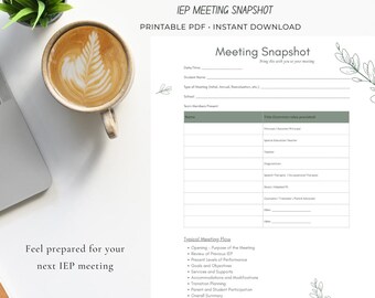 Planificador de reuniones del IEP imprimible / Organizador de educación especial (descarga digital)