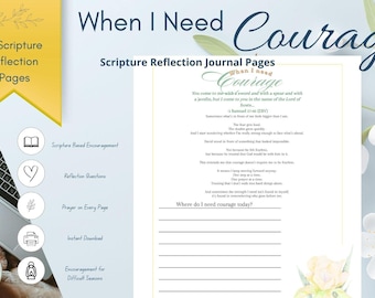 Christian Scripture Reflection Journal Pages | Courage, Strength, Hope (Digital Download)