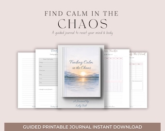 Diario guiado para encontrar la calma en el caos / Registro de autocuidado para la salud mental (Descarga en PDF)