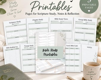 Bible Study Printables | Scripture, Notes, Reflection Pages (Digital Download)