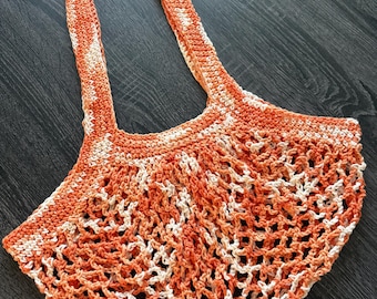 Bolsa de mercado de malla color naranja cremoso