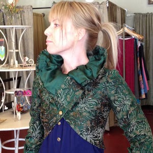 Green brocade upside down jacket