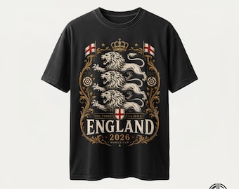 Escudo Real de los Tres Leones de Inglaterra PNG / Archivo de Diseño Gráfico Heráldico para la Copa Mundial de Fútbol 2026 / Descarga de la Camiseta de Inglaterra con la Corona de San Jorge PNG