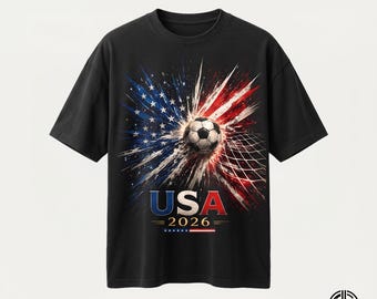 Balón de fútbol explosivo de EE. UU. 2026 PNG / Bandera estadounidense, estrellas y rayas, archivo de diseño gráfico de la Copa Mundial / Camiseta de aficionado al fútbol de Estados Unidos PNG para descargar