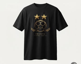 Francia 2 Estrellas Campeones Mundiales PNG / Escudo de Fútbol Oro FFF 1998 2018 Diseño / Camiseta de Aficionado de Fútbol Les Bleus PNG Descarga