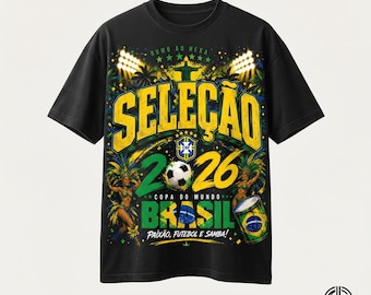 Brazil Selecao 2026 World Cup T-Shirt PNG | Samba Football Graphic Tee Design | Copa Do Mundo Soccer Fan Gift DTF Print Digital Download