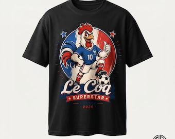 Francia Le Coq Superstar PNG / Mascota de fútbol Gallo FFF Copa Mundial 2026 Archivo de diseño gráfico / Camiseta de aficionado de Francia PNG