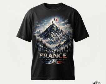 Francia Campeones Alpinos PNG / Bandera de Francia Cumbre de Montaña Fútbol Archivo de Diseño Gráfico / Camiseta del Mundial 2026 PNG Descarga Instantánea