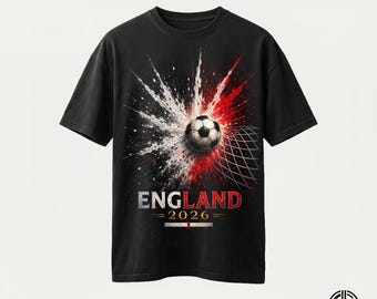 Balón de fútbol Inglaterra 2026 Explosión PNG / Archivo de diseño gráfico de la Copa Mundial de la Cruz de San Jorge Impact / Camiseta de aficionado de Inglaterra PNG Descarga instantánea