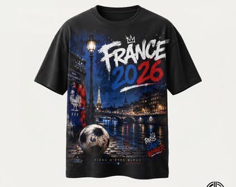 Francia 2026 París Noche PNG / Archivo de diseño gráfico de fútbol FFF Fiers D'Etre Bleus / Camiseta de la Copa Mundial de Francia PNG Descarga instantánea