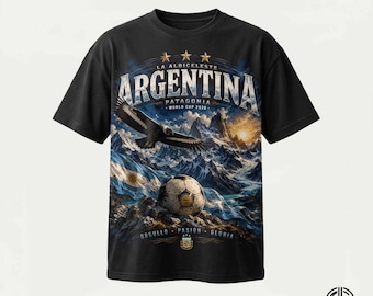 Argentina Patagonia Cóndor PNG / Archivo de diseño gráfico de fútbol para la Copa Mundial 2026 de la Albiceleste / Descarga de la camiseta de fan de la AFA en formato PNG