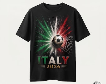 Italia 2026 PNG / Diseño de camiseta con explosión de balón de fútbol para la Copa Mundial / Gráfico de fútbol con explosión de pintura verde, blanca y roja / Archivo PNG DTF