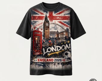 Inglaterra Londres 2026 Big Ben PNG / Union Jack Estadio de Wembley Fútbol Archivo de diseño gráfico / Camiseta de la Copa Mundial de los Tres Leones PNG Descargar