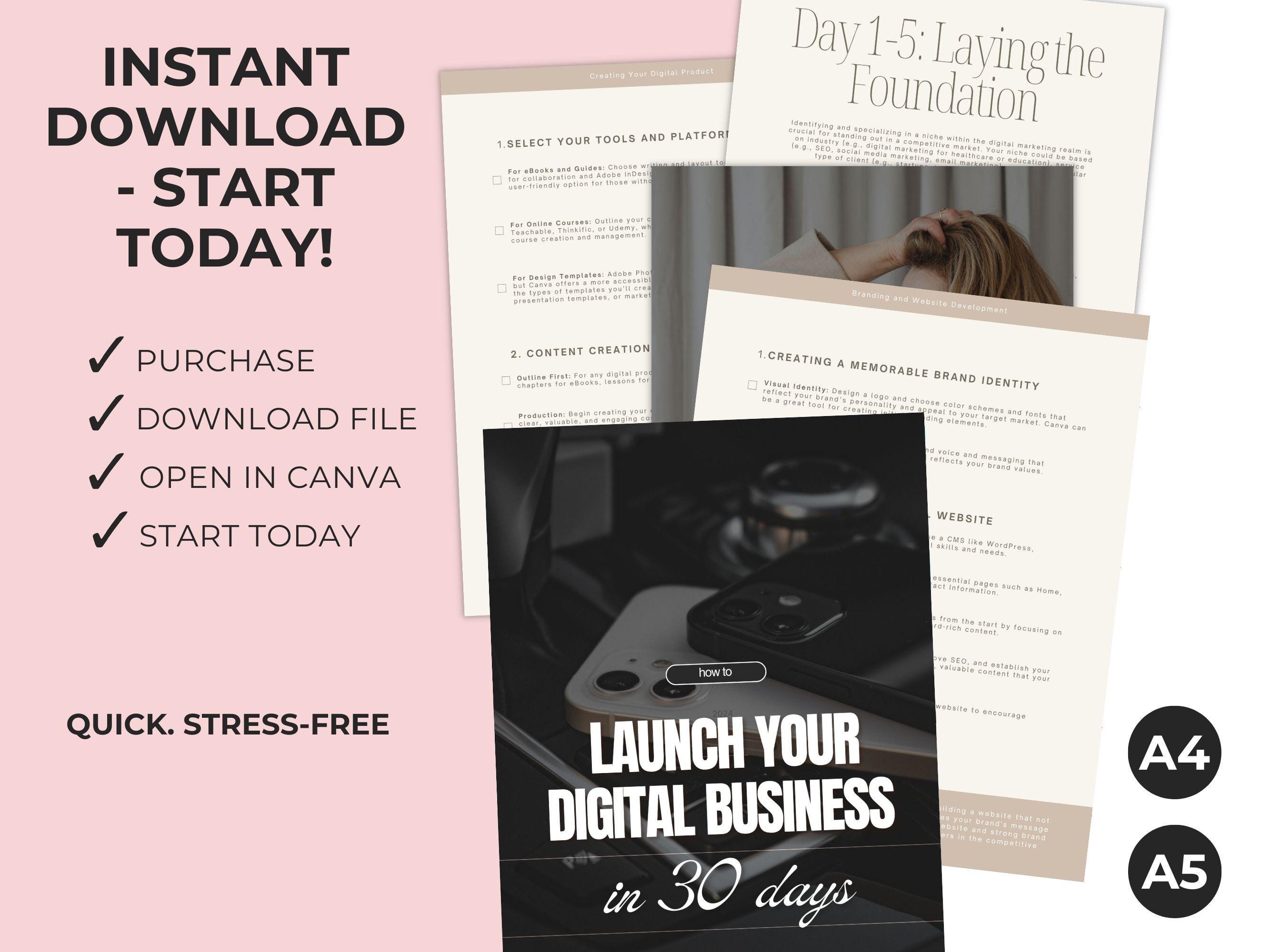Digital Business Launch Guide | 30-day Startup Blueprint (MRR/PLR) - Etsy