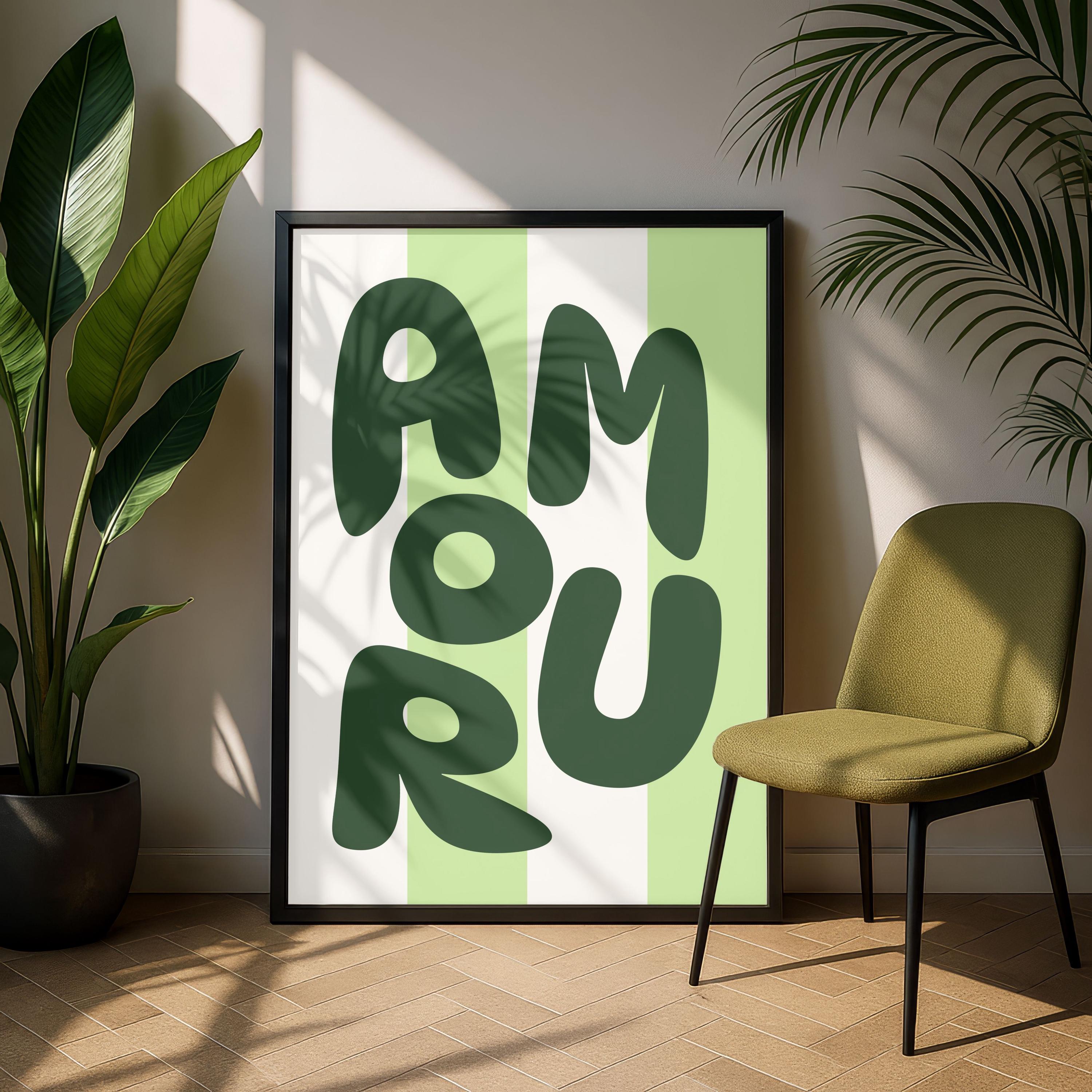 Amour Poster Printable – Minimalist Color Block Typography Wall Art, 4 ...