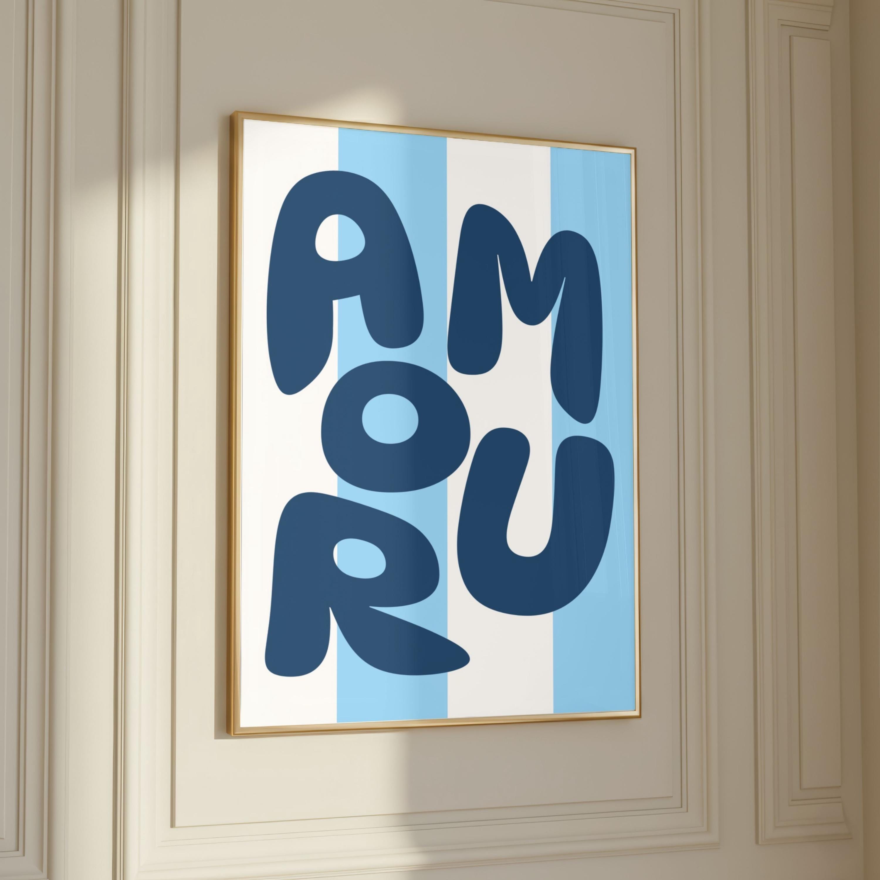 Amour Poster Printable – Minimalist Color Block Typography Wall Art, 4 ...
