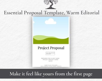 Project Proposal Template Canva, Warm Editorial Freelance Business Proposal, Editable Instant Download