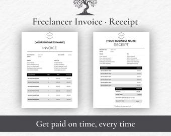 Canva Invoice and Receipt Template, Editable Freelance Client Forms (Instant Download)