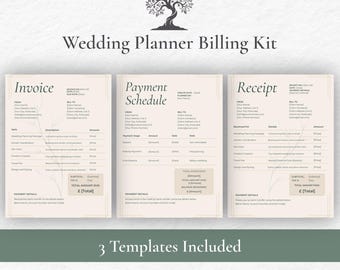 Wedding Planner Billing Kit Invoice Receipt and Payment Schedule Canva Template