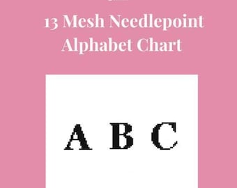 13 Maschen Nadelspitzen Alphabet Stickmuster | 19 Buchstaben | Namenstabelle für Ornamente, Taschenanhänger & Anfänger Nadelspitze