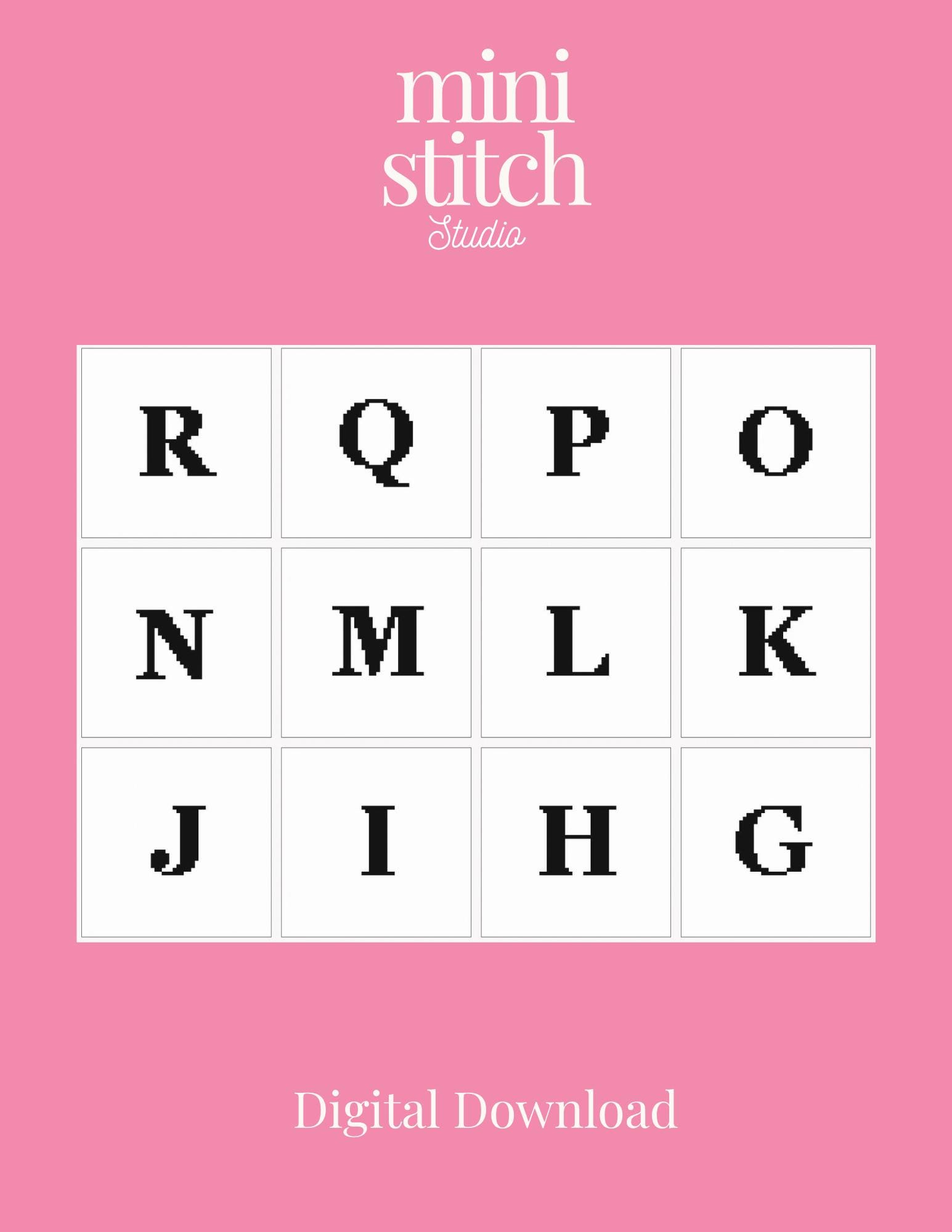 Needlepoint Lettering 13 Mesh Needlepoint Alphabet Chart | 19 Stitch Letters | Name Chart for ...