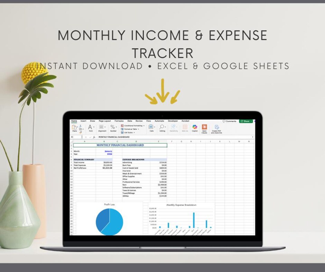 Monthly Income Expense Tracker Excel Template | Small Business Budget ...
