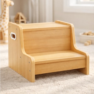 Kids Two Step Stool – Toddler Potty Training, Non-Slip Wood Grain Handles