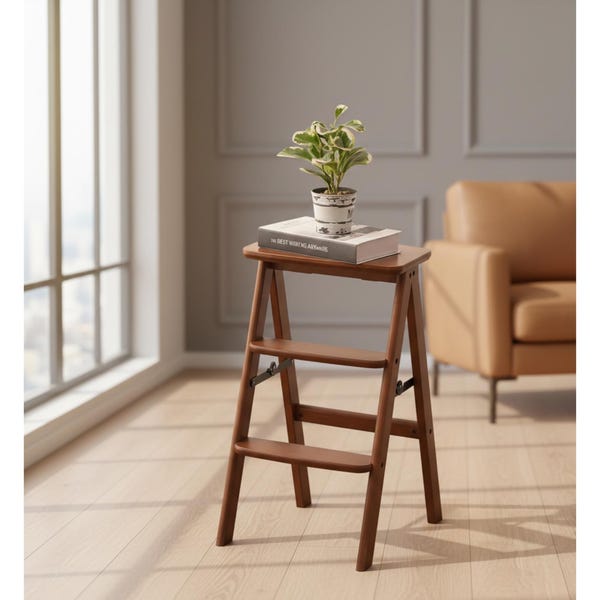 3 Tier Folding Bamboo Step Stool – Anti-Slip Kitchen Ladder for Adults & Kids