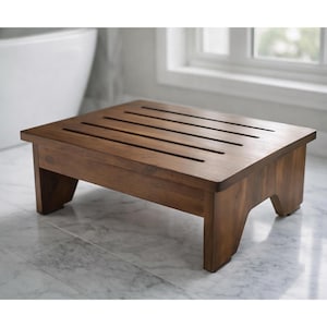 Acacia Wood Step Stool, Wide Anti-Slip Surface, No Assembly Required