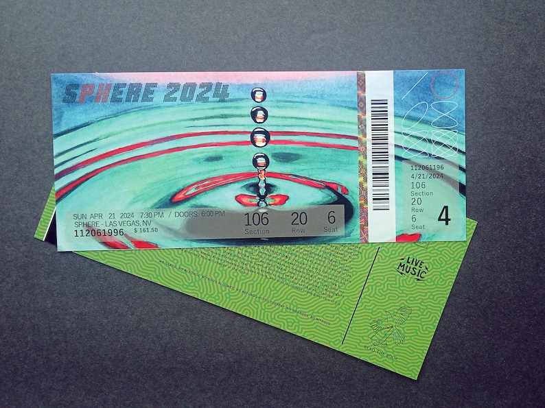 Billet Phish Sphere Las Vegas Run 2024 Stub phan art phish stub billet hameçonnage image 5