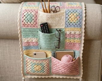 Crochet Sofa Arm Organisator Muster | Gepolsterter gesteppter Fernbedienungshalter (PDF-Muster)