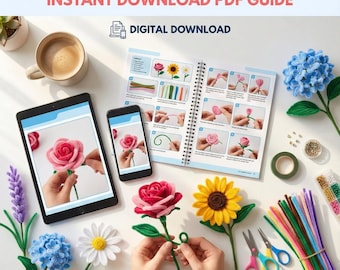 Pipe Cleaner Flowers Craft Guide | 40 DIY Flower Tutorials for Beginners, Printable PDF, Step-by-Step Instructions, Digital Download