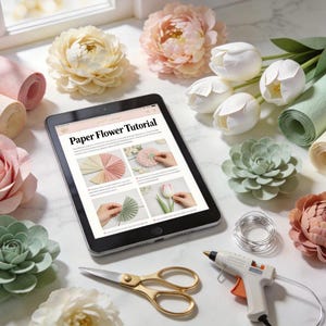 Paper Flower Tutorial Bundle | Rose, Tulip, Peony Patterns (Digital Download)