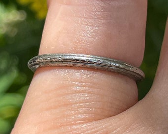 1939 Art Deco Schlank Hochzeitstag Platin Band Ring