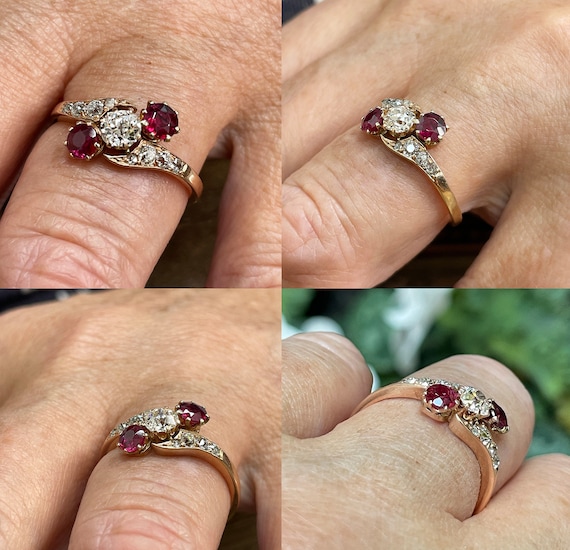 Edwardian Crossover GIA 1.10ct Ruby & Old Mine Cu… - image 10