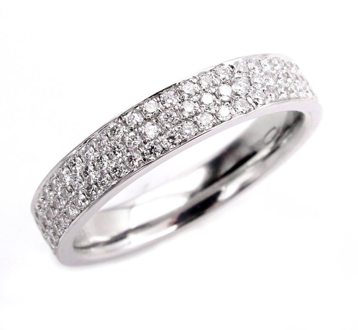 Estate 1.00ct 3 Row Pave Diamond 1/2 Way WEDDING ANNIVERSARY Etsy