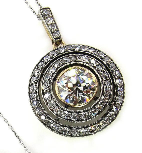 2 33ct Antique Vintage Victorian Diamond Pendant Necklace Drop - Victorian Diamond Pendant Necklace 2 33ct Antique Vintage Victorian Diamond Pendant Necklace Drop - Victorian Diamond Pendant Necklace