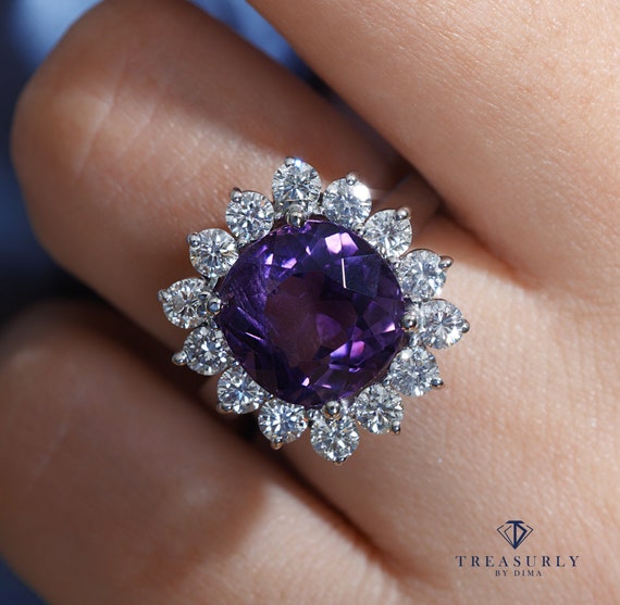Estate 8.18ct Deep Purple Natural Amethyst Diamond