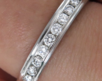 Solid 0.25ct Round Diamond WEDDING ANNIVERSARY Platinum BAND Ring Comfort Fit