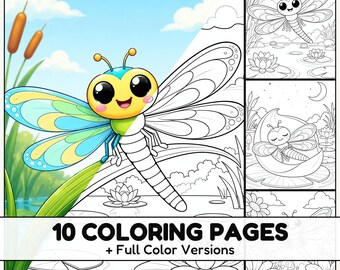 Dragonfly Coloring Pages with Full Color References for Kids and Nature Lovers
