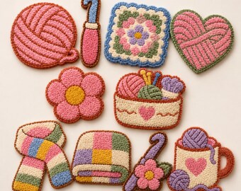 10 Crocheter Coaster Patterns – Printable PDF / Punch Needle Embroidery / Tufting Templates