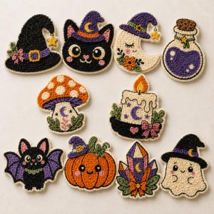 10 Witchy Halloween Coaster Patterns – Printable PDF / Punch Needle / Tufting Templates