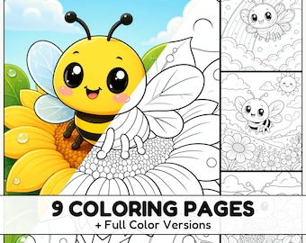Bee Adventures Coloring Pages with Full Color References for Kids and Nature Lovers