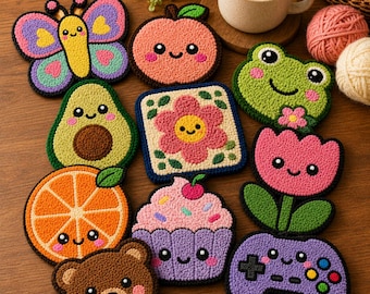 10 Beginner Mix Coaster Patterns, Printable PDF / Punch Needle / Tufting Templates