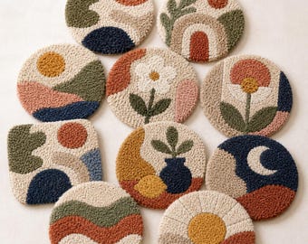 10 patrones de posavasos para mini galerías, plantillas imprimibles en PDF / para bordado con aguja perforadora / para mechones.