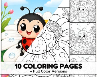 Ladybug Adventures Coloring Pages with Full Color References for Kids