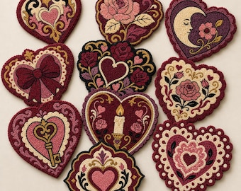 10 Victorian Heart Coaster Patterns – Embroidery Templates for Punch Needle / Tufting (Printable PDF)