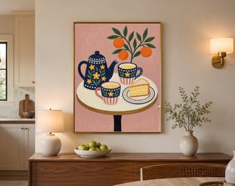 Citrus Tea Table Printable, Mediterranean Cafe Kitchen Art