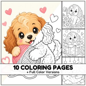Cockapoo Puppy Coloring Pages with Full Color Versions for Kids